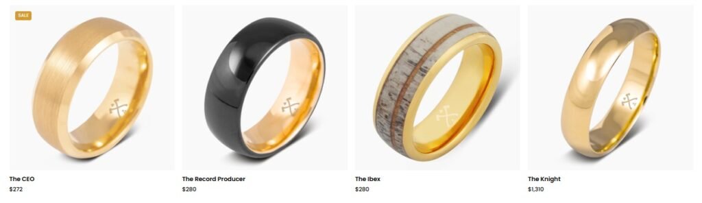 Gold men wedding bands at lowest prices with Manly Bands promo code